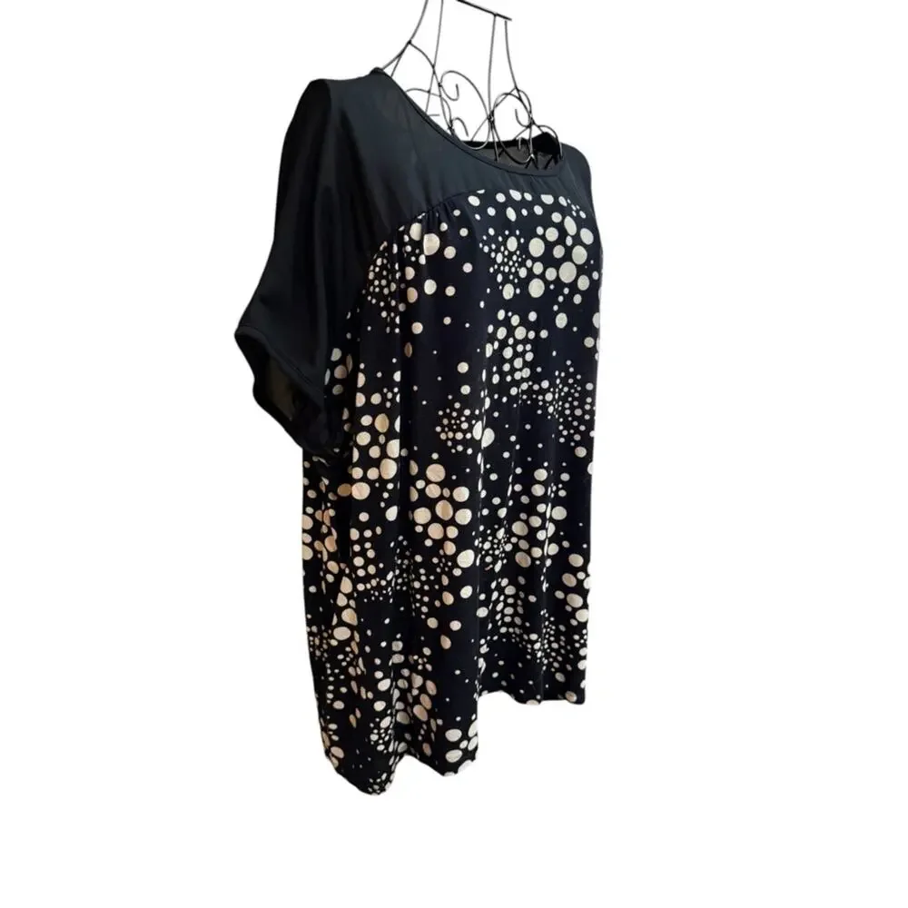 Sejour Black Top with White Dot Pattern 2X
